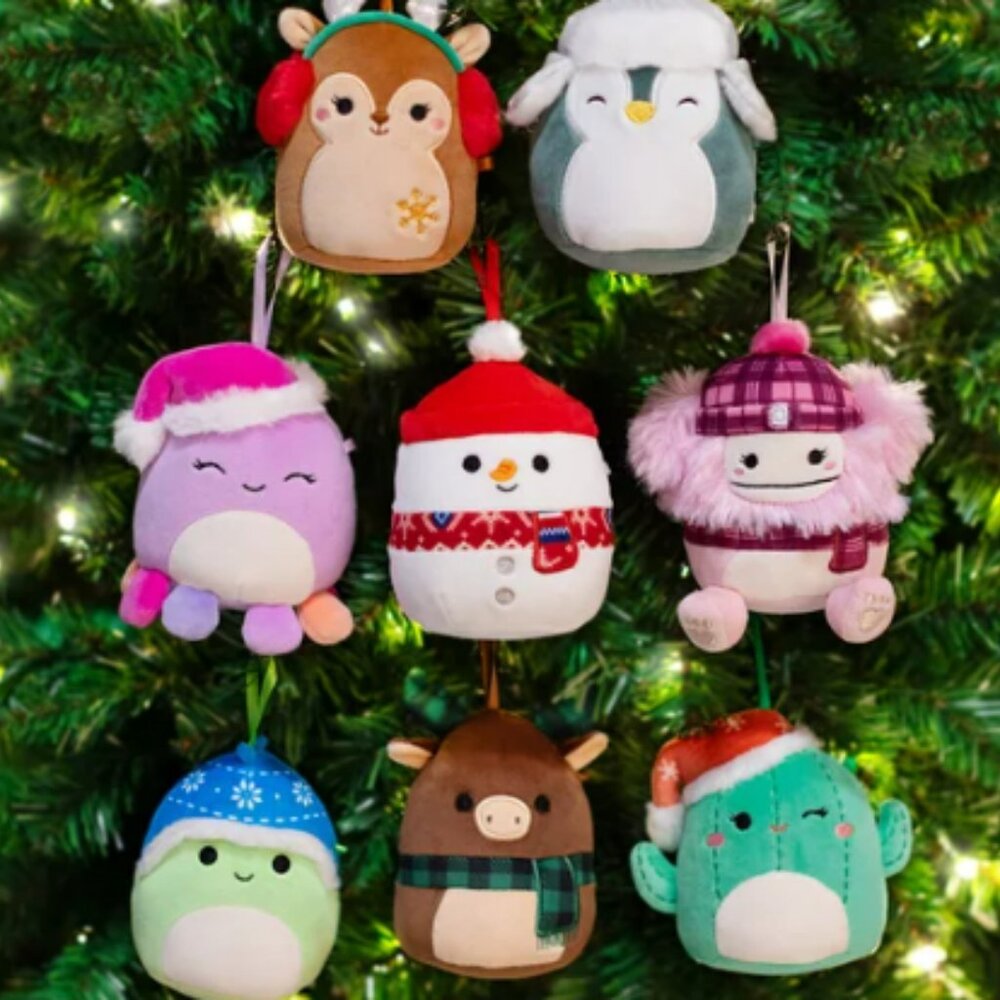 2024 Squishmallows 8-pack Winter Assortment of 4-inch Plush Ornaments  …